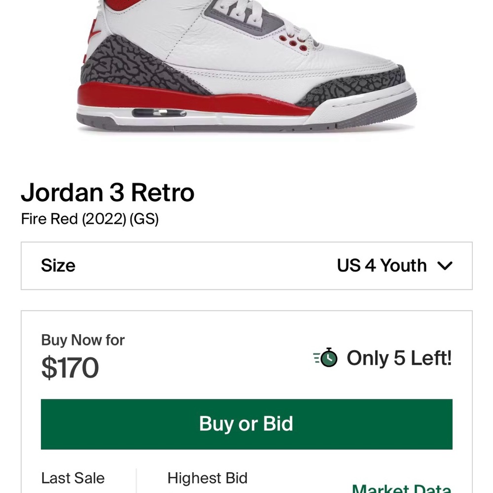 Jordan 3 Retro Fire Red and Gray Youth Sneakers